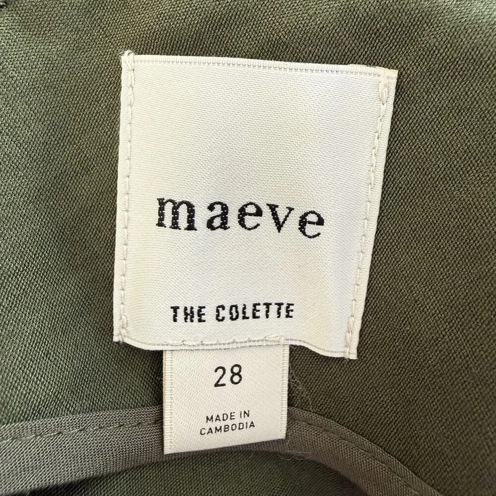 Anthropologie Maeve Colette Magic Fabric Ruffle Hem Crop Wide-Leg Pants 28 Green